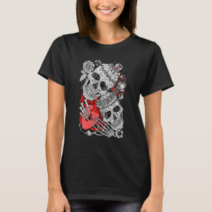 Camiseta Os Skulls Art Skeletons Adoram Coração Rosa