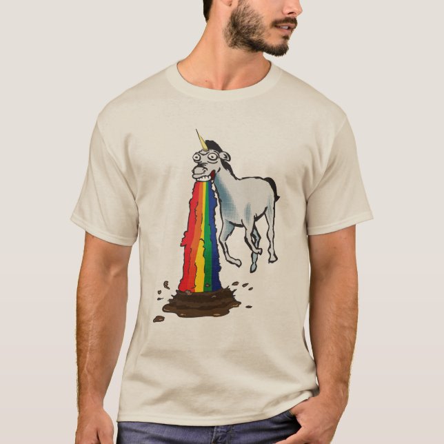 Camiseta Os unicórnios Puke arcos-íris (Frente)