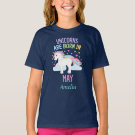 Camiseta Os unicórnios são em maio nome personalizado