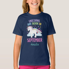 Camiseta Os unicórnios são em setembro nome personalizado