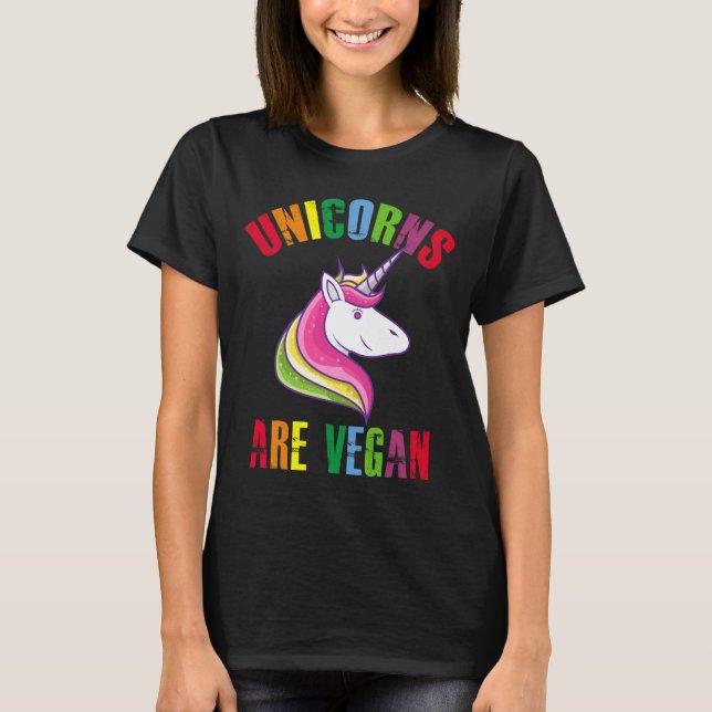 Camiseta Os unicórnios são Vegan, Vegan engraçado, (Frente)