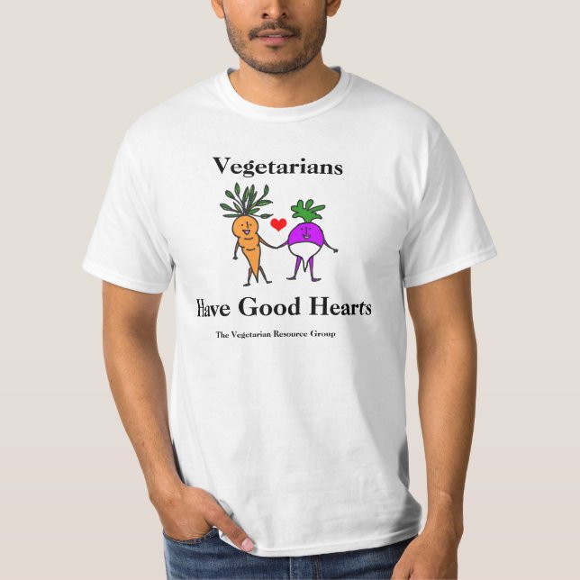 Camiseta Os vegetarianos têm o bom T 2 dos corações (Frente)