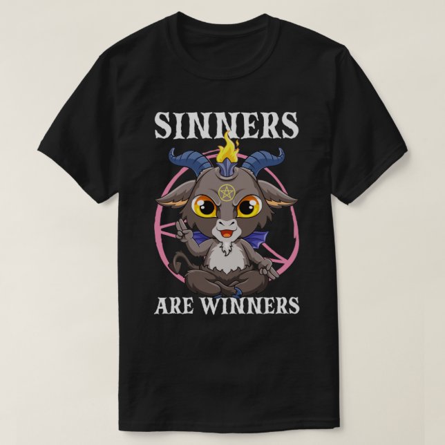 Camiseta Os Vencedores São Satanás, Satã De Baphome, Pe (Frente do Design)