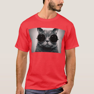 Camiseta os vidros do steampunk refrigeram o gato