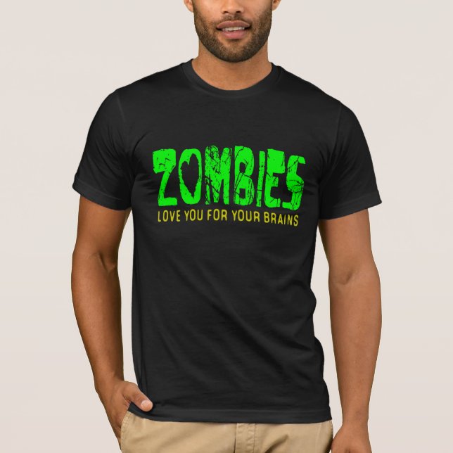 Camiseta Os ZOMBIS amam-no para seus cérebros - t-shirt (Frente)