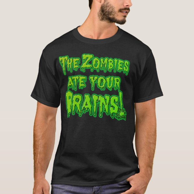 Camiseta Os zombis comeram seu T dos cérebros (Frente)