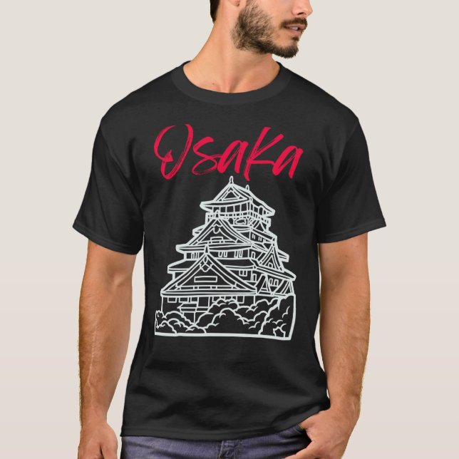Camiseta Osaka Castle in Japan Sketch Japanese Landmark (Frente)