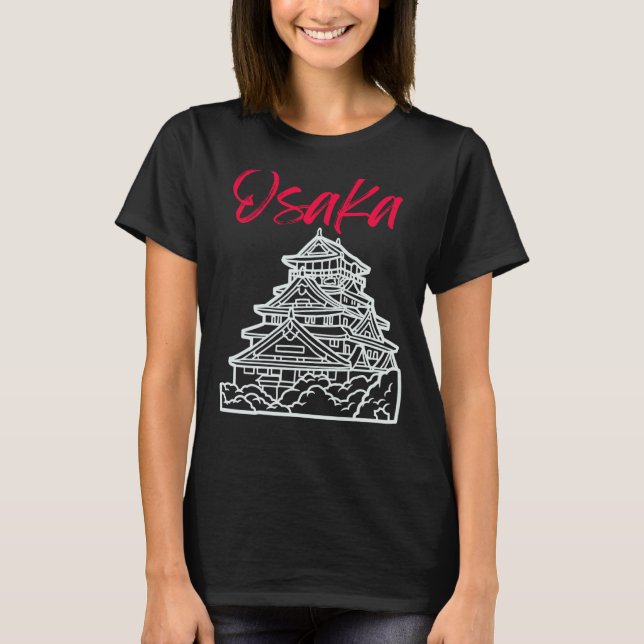 Camiseta Osaka Castle in Japan Sketch Japanese Landmark (Frente)