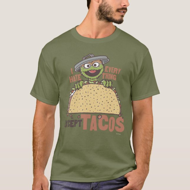 Camiseta Oscar Odeio Tudo Exceto Tacos (Frente)