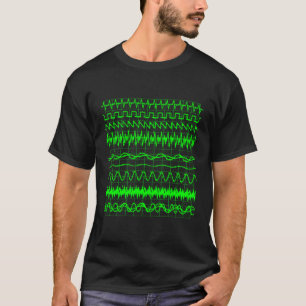 Camiseta Oscilloscope Ondas digitais no ecrã