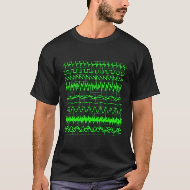 Camiseta Oscilloscope Ondas digitais no ecrã (Frente)