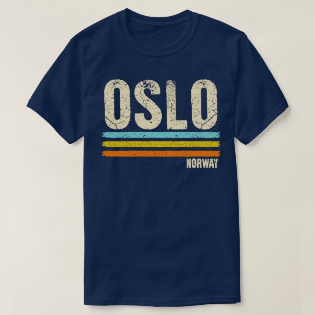 Camiseta Oslo Noruega Retro (Frente do Design)