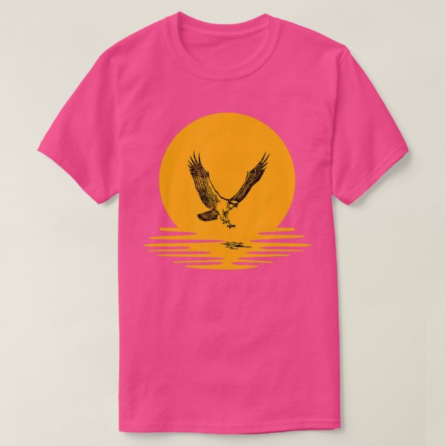 Camiseta Osprey Bird Hunting Sunset Orange para Men Women B (Frente do Design)