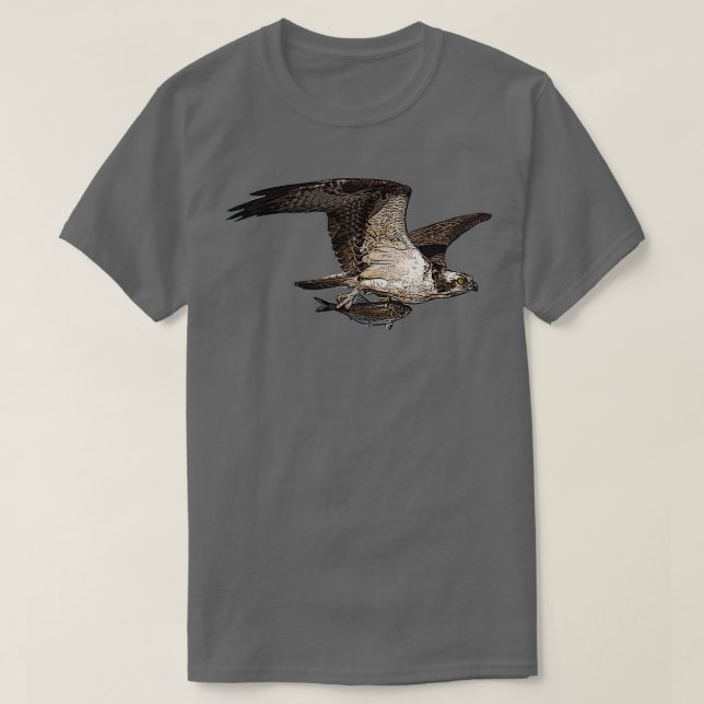 Camiseta Osprey Holding Fish Color Impressão (Frente do Design)