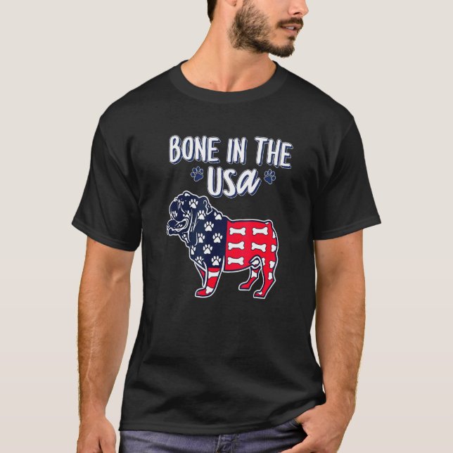 Camiseta Osso Nos EUA Pug 4 de Julho (Frente)