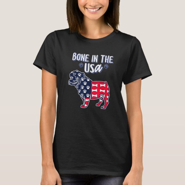 Camiseta Osso Nos EUA Pug 4 de Julho (Frente)