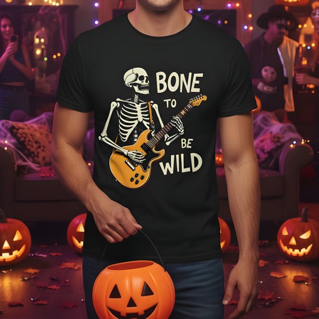 Camiseta Osso para ser esqueleto selvagem tocando Design de (Criador carregado)