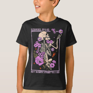 Camiseta Osso Seco Volta à Vida Esqueleto Floral Cristão Ha