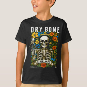 Camiseta Ossos Secos Voltam à Vida Esqueleto Divertido Flor
