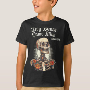 Camiseta Ossos Secos Voltam à Vida Esqueleto Floral Hal Cri