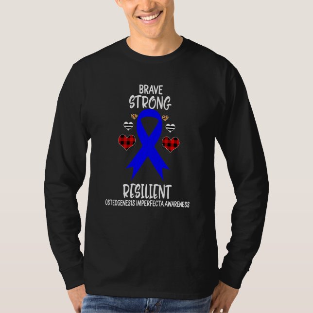 Camiseta Osteogênese Resiliente Forte e Corajosa Imperfeta  (Frente)