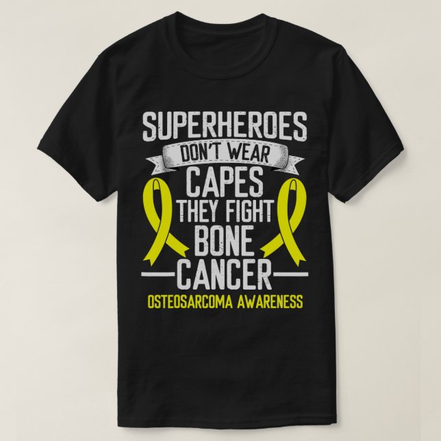 Camiseta Osteosarcoma Awareness Yellow Ribbon Fighter Bone  (Frente do Design)