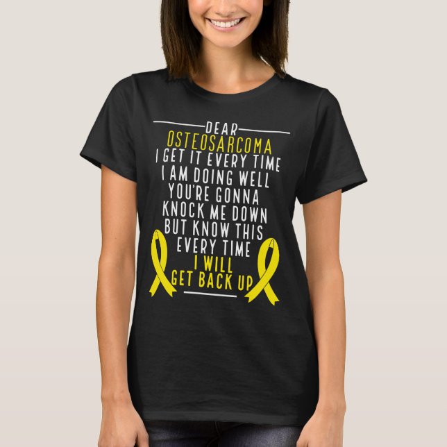 Camiseta Osteosarcoma Sensibilização para recuperar Faixa A (Frente)