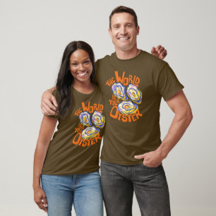 Camiseta Ostra de Verão Costeira Desenhada à Mão