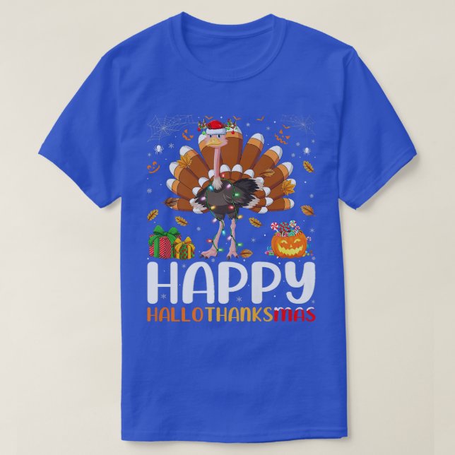 Camiseta Ostrich Bird Lover Halloween Natal Happy Hallo (Frente do Design)