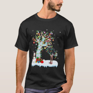Camiseta Ostrich Bird Xmas Lighting Tree Santa Hat Ostrich