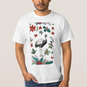 Camiseta Ostrich De Natal E Poinsettias