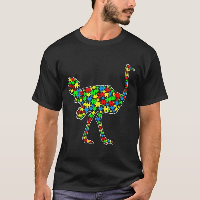 Camiseta Ostrich Engraçado Quebra-cabeça animal consciência (Frente)