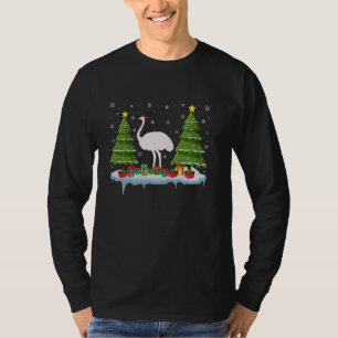 Camiseta Ostrich Xmas Tree Lighting Men Mulheres Feias