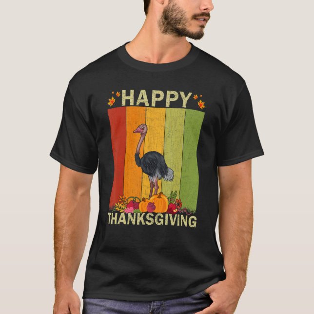 Camiseta Ostriches   Retro Graphic Family Matching Thanksgi (Frente)