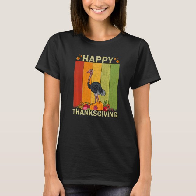 Camiseta Ostriches  Retro Graphic Family Matching Thanksgiv (Frente)