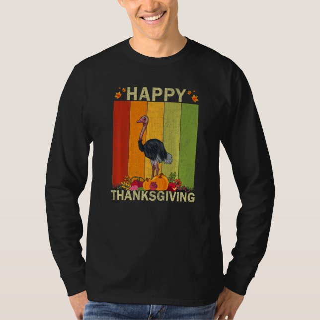Camiseta Ostriches  Retro Graphic Family Matching Thanksgiv (Frente)