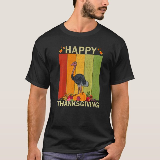 Camiseta Ostriches  Retro Graphic Family Matching Thanksgiv (Frente)