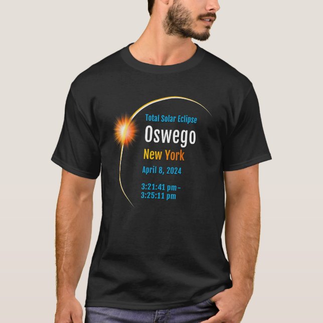 Camiseta Oswego Nova York NY Total Eclipse Solar 2024 1 (Frente)