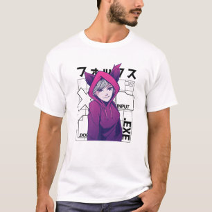 Camiseta Otaku 90S Bonita Anime Girl Com Fox Ears Japão Cul