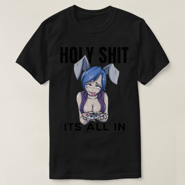 Camiseta Otaku Ahegao Poker Ecchi Etchi Hentai Lewd Senpai (Frente do Design)