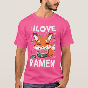 Camiseta Otaku Anime Kawaii I Love Ramen Noodles Red Fox