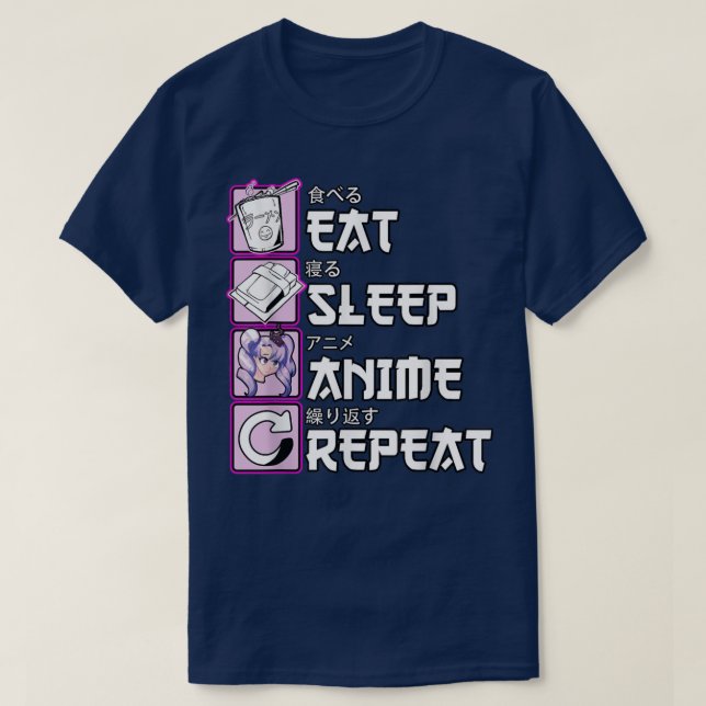 Camiseta Otaku Coma Anime De Sono Repete Animes De Manga Cu (Frente do Design)