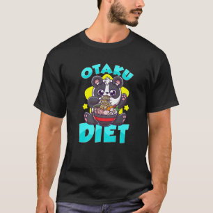 Camiseta Otaku Diet Cute Kawaii Anime Panda Comendo Ramen