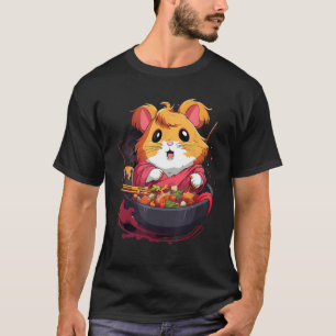 Camiseta Otaku Hamster Comeu Macarrão De Comida Japonês 2