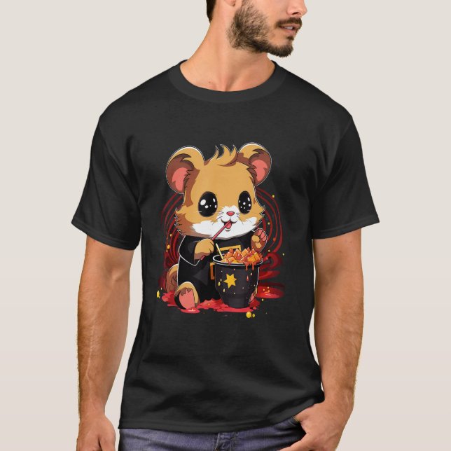 Camiseta Otaku Hamster Comeu Macarrão De Comida Japonês 4 (Frente)