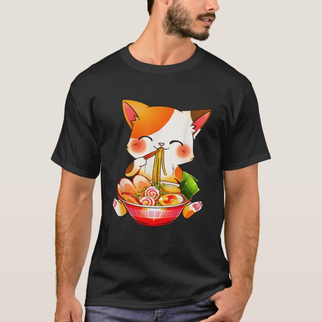Camiseta Otaku Lifestyle Threads Co Ramen Cat Anime Kawaii  (Frente)