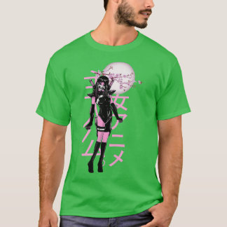 Camiseta Otaku Manga Anime Girl Japonesa Cherry Blossom Sak