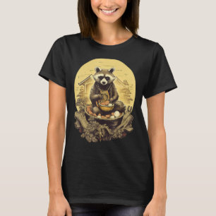 Camiseta Otaku Raccoon come Comida japonesa Ramen Noodles 1