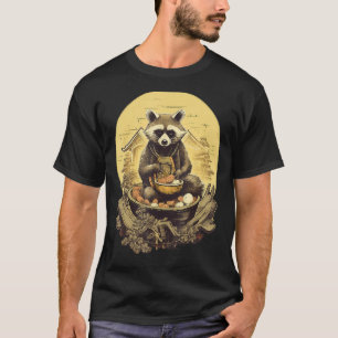 Camiseta Otaku Raccoon come Comida japonesa Ramen Noodles 1