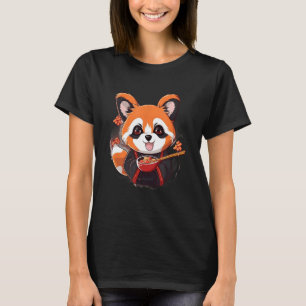 Camiseta Otaku Red Panda Comeu Ramen Noodles Cherry Blossom